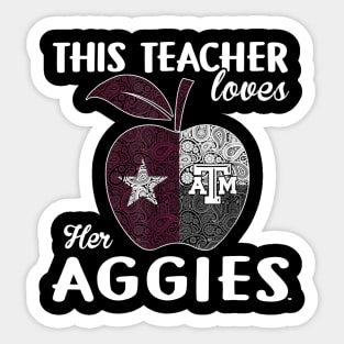 Texas M Aggies This Teacher - Apple T-Shirt - Apparel Sticker